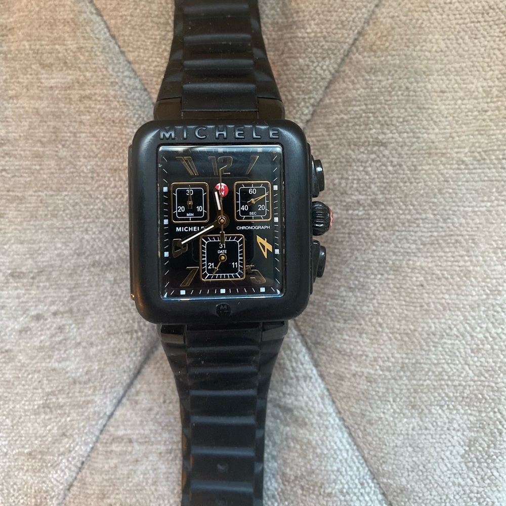 Special edition all black silicone Michele watch